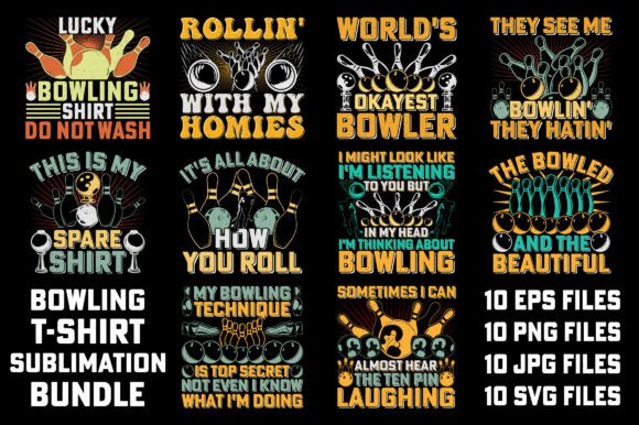 Bowling Graphics for T-Shirt Designs